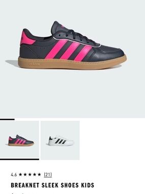 adidas Kids Breaknet Sleek J Shoes - Navy with Pink Accents